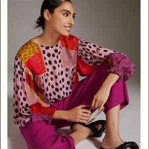 Bl^nk London Miranda Peasant Blouse 2X Anthropologie Gorgeous Unique